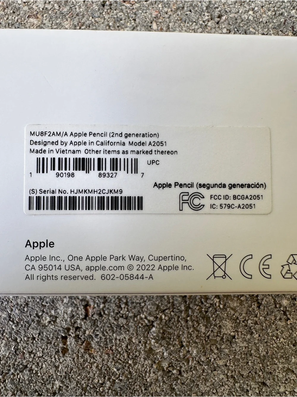 Apple Pencil (2nd generation) Model A2501